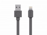Cablu alimentare/sincronizare USB - iPhone Lighting 1.5m plat 2.4A gri Allocacoc