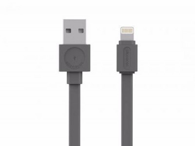 Cablu alimentare/sincronizare USB - iPhone Lighting 1.5m plat 2.4A gri Allocacoc foto