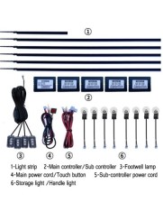 Kit lumini ambientale wireless cu LED, Acrilice 18 in 1 - Portiere, bord, manere cu banda tranparenta