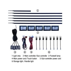Kit lumini ambientale wireless cu LED, Acrilice 18 in 1 - Portiere, bord, manere