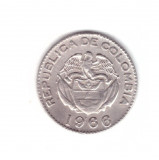 Moneda Columbia 10 centavos 1966, cu eroare de batere, matrita crapata, America Centrala si de Sud, Cupru-Nichel