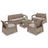 Cumpara ieftin Set mobilier de grădină Corfu max set, culoare cappuccino, cu pernă nisip