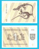 Lituania (p#32) 1 Talonas 1991 UNC- 'Șop&acirc;rle de nisip'; (ROG CITITI DETALIILE!)