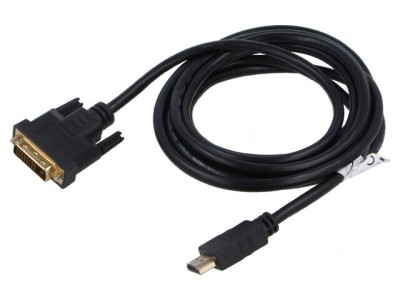 Cablu dual link DVI-D la HDMI 3m negru 28AWG foto