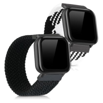 Set 2 curele pentru Xiaomi Amazfit GTS/Amazfit GTS 2, Nylon, Negru/Alb, 54684.01 foto