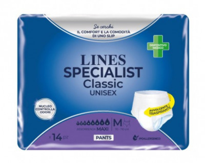 Scutece pentru adulti tip chilot Lines Specialist Classic Maxi, 8 picaturi, marimea M, 14 bucati, unisex foto