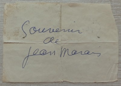 Dedicatie oferita unui fan roman de Jean Marais, semnatura originala foto