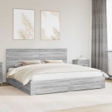 vidaXL Cadru de pat cu headboard Gri Sonoma 200 x 200 cm Lemn compozit 3411269