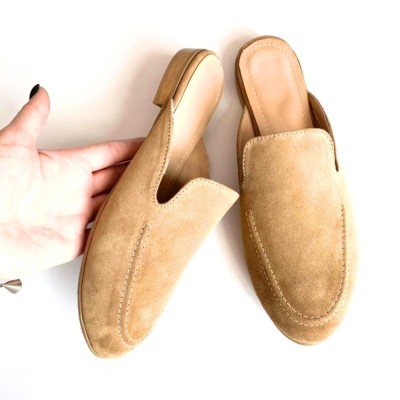 Saboti dama din piele intoarsa Sheva Beige foto