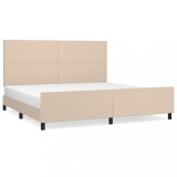 Cumpara ieftin Cadru de pat cu tablie, cappuccino, 200x200 cm, piele ecologica