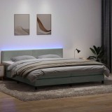 Cumpara ieftin Pat box spring cu saltea, gri deschis, 200x210 cm, catifea