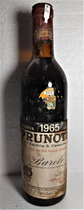 Z 31- VIN ROSU BAROLO RISERVA PRUNOTTO, DOC, CL 72 GR 13 RECOLTARE 1965