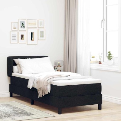 vidaXL Pat boxspring cu saltea cu saltea Negru 80 x 200 cm țesătură 3340054 foto