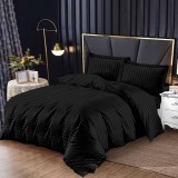 Cumpara ieftin Lenjerie Damasc cu elastic 180x200 Bright V10 Negru (Finet)