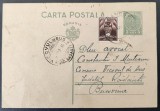 ROMANIA 1935 - Intreg Postal 3 lei verde Carol II + 1 leu Timbrul Aviatiei, circulat Draganesti (Olt) - Vicovul de Sus, destinatar avocat Munteanu