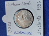 CUBA 25 CENTS 1953 CENTENAR MARTI