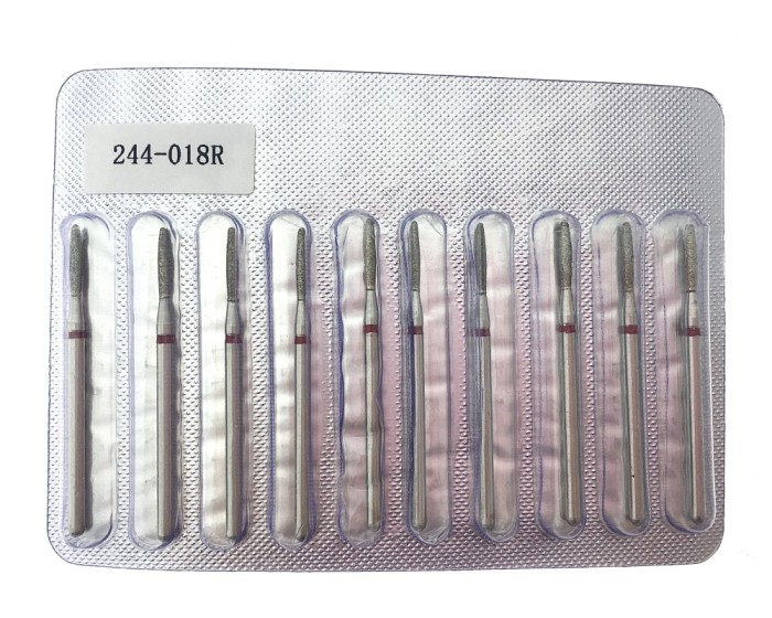 Bit pentru cuticule de diamant, flacără rotunjită, br&acirc;u roșu 244-018R