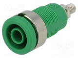 Conector banană 4mm soclu 36A 1kV verde nichelat ELECTRO-PJP