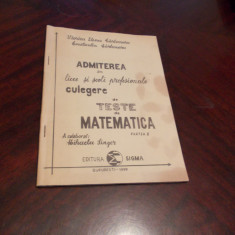 Admiterea in licee Culegere si teste de matematica-Elena si Ctin. Carbunaru 1990