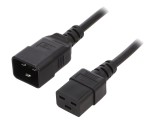 Cablu alimentare 3x1,5mm2 IEC C19 mamă - C20 tată, 16A, 0,5m, negru