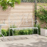 vidaXL Bancă Alb Metal 104 x 54 x 93 cm Durabilă Bancă de exterior