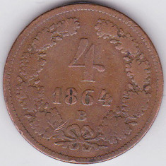 3. Austria Ungaria 4 kreuzer krajczar 1864 B Kormoczbanya (Kremnitz-Slovacia)