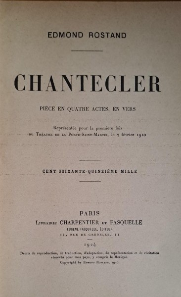 Edmond Rostand - Chantecler 1924