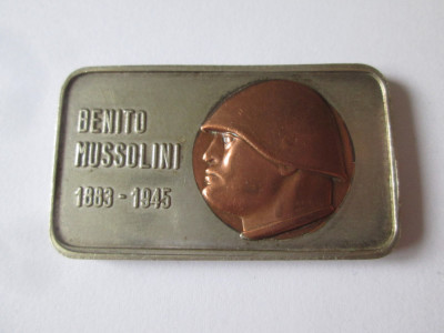 Mini placheta comemorativa Benito Mussolini 1883-1945 foto