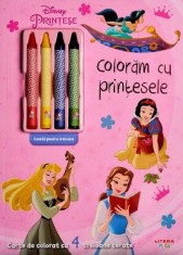 Disney. Printese. Coloram cu printesele. Carte de colorat cu 4 creioane cerate - Litera