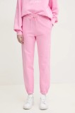 MSGM pantaloni de trening din bumbac culoarea roz, cu imprimeu, 2000MDP500.300000