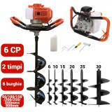 Motoburghiu foreza pamant gheata 6CP + 6 burghie (MX564+60 100 150 200 250 300)