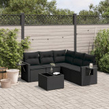 VidaXL Set mobilier de grădină cu perne, 6 piese, negru, poliratan