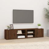 Comode TV, 2 buc., stejar maro, 80x31,5x36 cm, lemn prelucrat, vidaXL