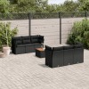 Gossi set canapele de gradina cu perne, 7 piese, negru, poliratan
