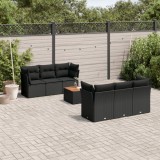 Cumpara ieftin Set canapele de grădină cu perne, 7 piese, negru, poliratan