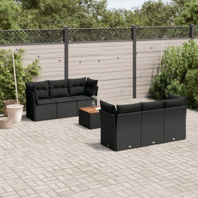 Gossi set canapele de gradina cu perne, 7 piese, negru, poliratan foto