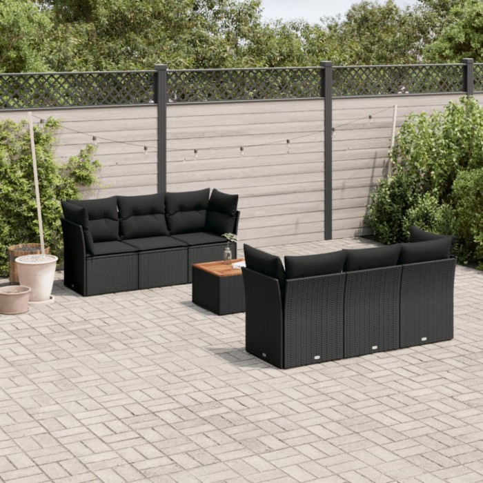 Gossi set canapele de gradina cu perne, 7 piese, negru, poliratan