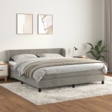 Cumpara ieftin Pat box spring cu saltea, gri deschis, 180x200 cm, catifea