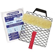 Set Ustensile de Zugravit, cu Rola cu Maner si Gratar, 240 mm si Folie de Protectie de 20 mp, Rola de Poliester pentru Vopsit, Set Ustensile pentru Vo foto