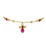 Bratara Craciun metal auriu Inger roz fucsia, dimensiune reglabila 17, 20,5 cm
