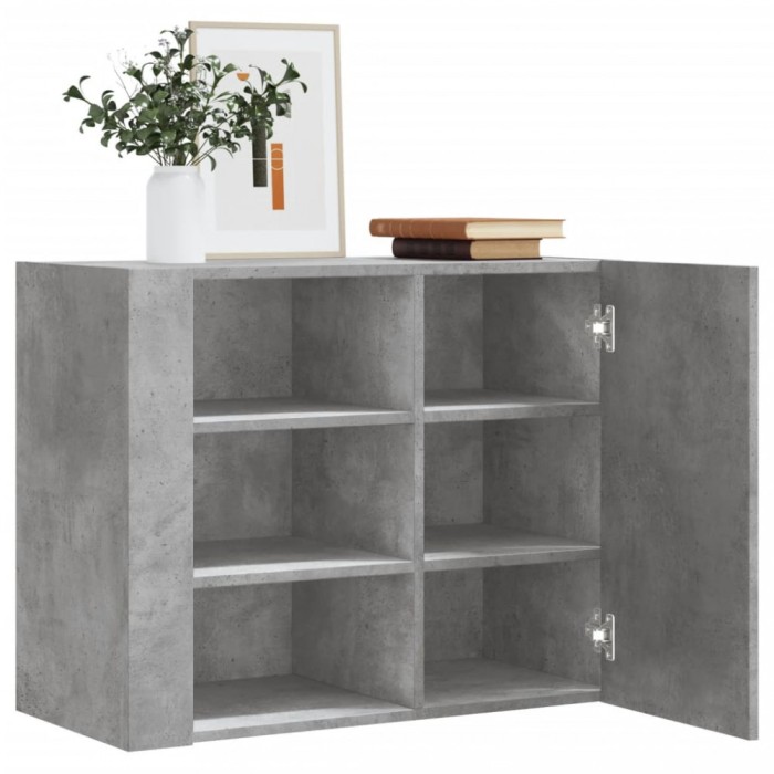 Gossi dulap de perete, gri beton, 75x35x60 cm, lemn prelucrat