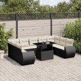 Gossi set canapele de gradina cu perne, 10 piese, negru, poliratan
