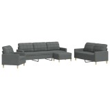 Cumpara ieftin Set de canapele cu taburet, 4 piese, gri inchis, textil