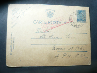 Carte Postala Militara circulat 1942 Cenzura Alba Iulia ,marca fixa 5 lei Mihai foto