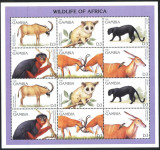 GAMBIA-Fauna din Africa-Leopard-Antilopa--Bloc de 2 serii de cate 6 timbre MNH, Nestampilat