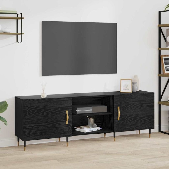 vidaXL Cabinet TV cu raft Stejar negru 150 x 30 x 50 cm Lemn compozit