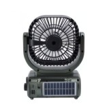 Ventilator Puternic Portabil Cu Incarcare Solara Si Radio FM, Design compact, Bază rabatabilă, negru