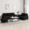 VidaXL Set de canapele cu perne, 3 piese, negru, catifea 3201531