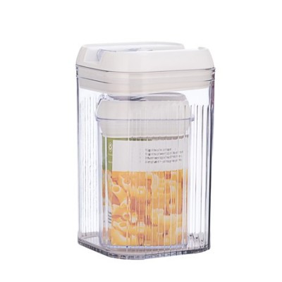 Cutii de Depozitare Alimente, Flippy, Set din 2 Cutii de tip Container, 0.8L-10x15.5 cm, 2L-12.5x12.5x21.5 cm, Recipiente pentru Cereale in Bucatarie, foto