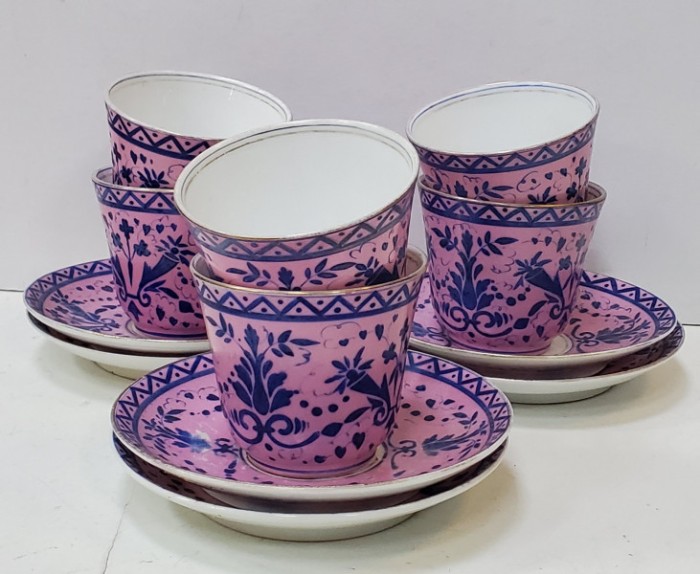 SERVICIU PENTRU SASE PERSOANE DIN PORTELAN PENTRU CEAI / CAFEA, VIENA, SECOL 19